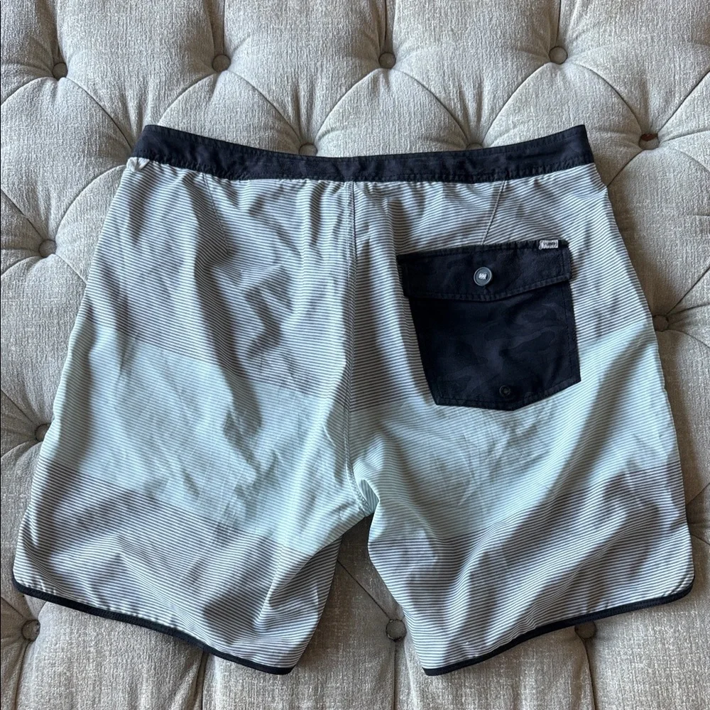 Vuori Men's 36 Striped Black‎ and Gray Board Shorts